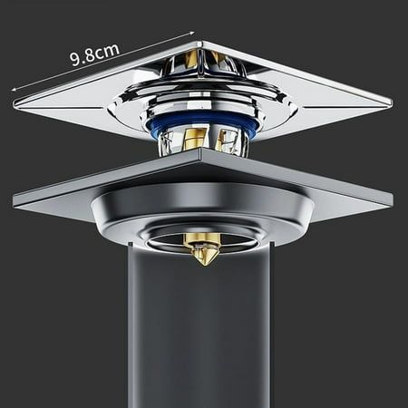 Brass Foot Operated Square Floor Drain Fast Drainage Press Pedal Sewer Strainer 3Pcs Smile Home