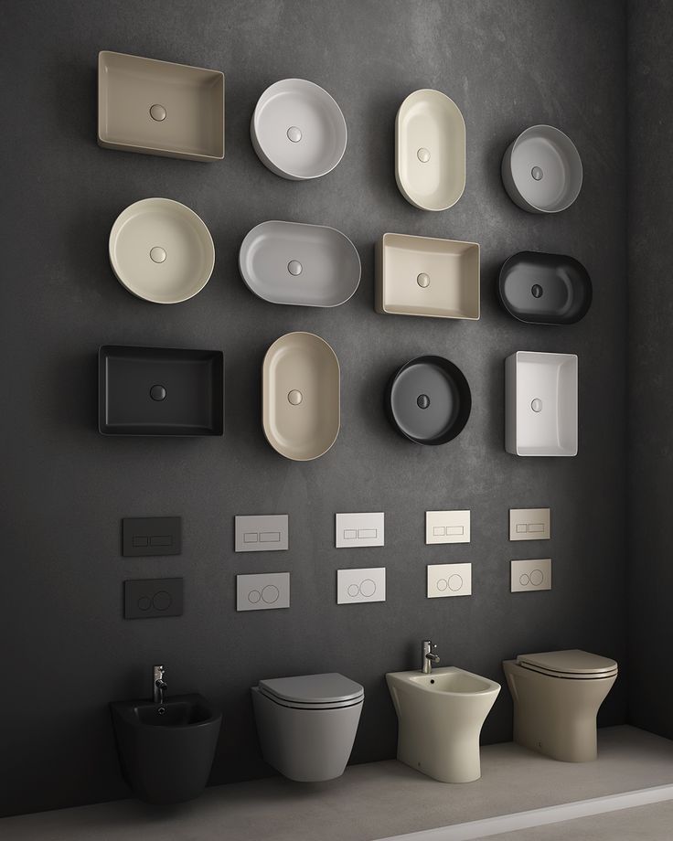 Colored Washbasins Watercloset and Pushplate for Modern Bathrooms