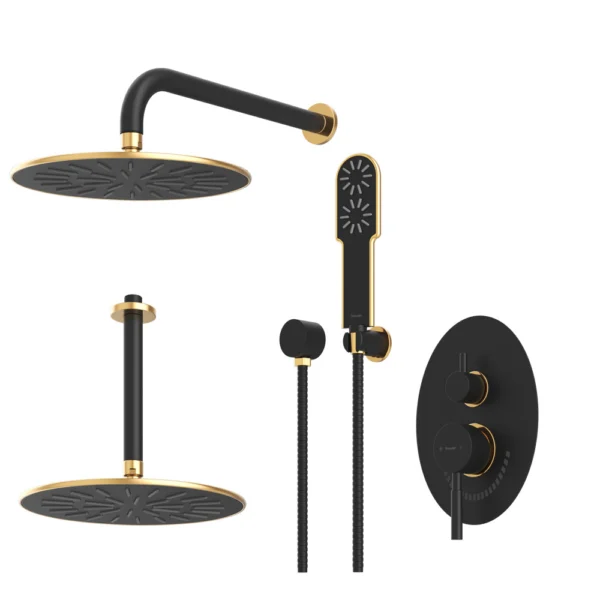 شیرحمام توکار تیپ 3 مدل روگن BRASS شودر مشکی طلایی