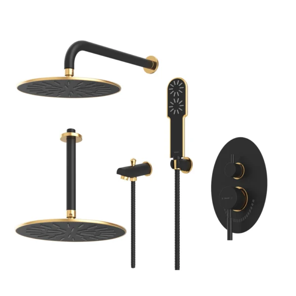 شیرحمام توکار تیپ 4 مدل روگن BRASS شودر مشکی طلایی