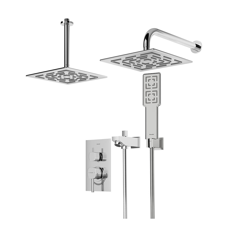 شیر حمام توکار تیپ 4 مدل رومر BRASS شودر کروم براق