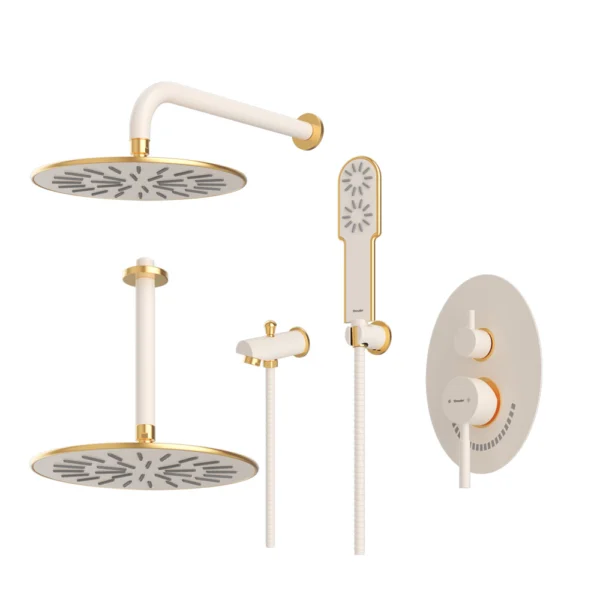 شیرحمام توکار تیپ 4 مدل روگن BRASS شودر شیری طلایی
