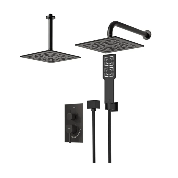 شیر حمام توکار تیپ 3 مدل رومر BRASS شودر مشکی