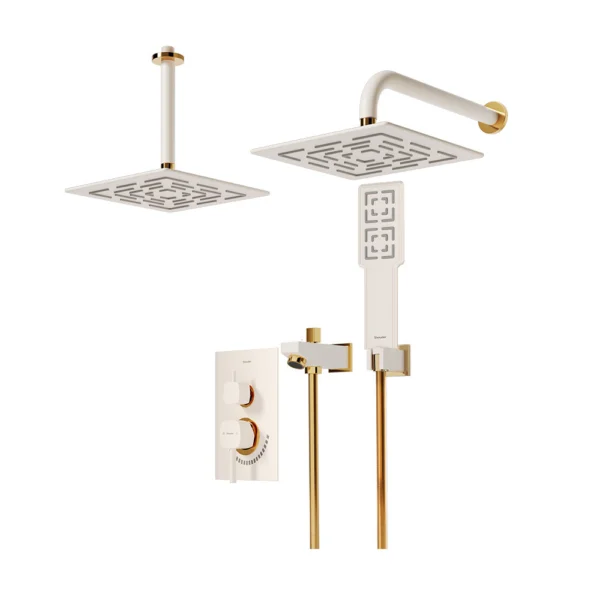 شیر حمام توکار تیپ 4 مدل رومر BRASS شودر شیری طلایی