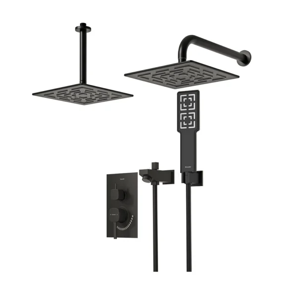 شیر حمام توکار تیپ 4 مدل رومر BRASS شودر مشکی