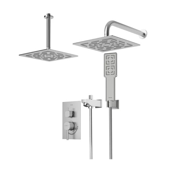 شیر حمام توکار تیپ 4 مدل رومر BRASS شودر کروم مات