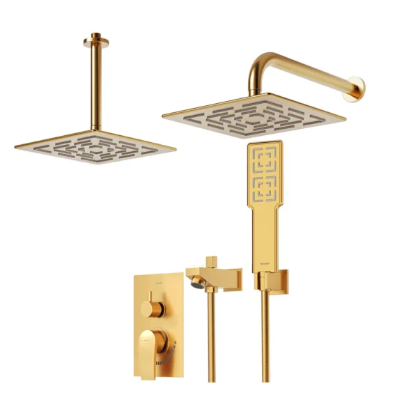 شیر حمام توکار تیپ 4 مدل رومر پلاس BRASS شودر طلایی مات