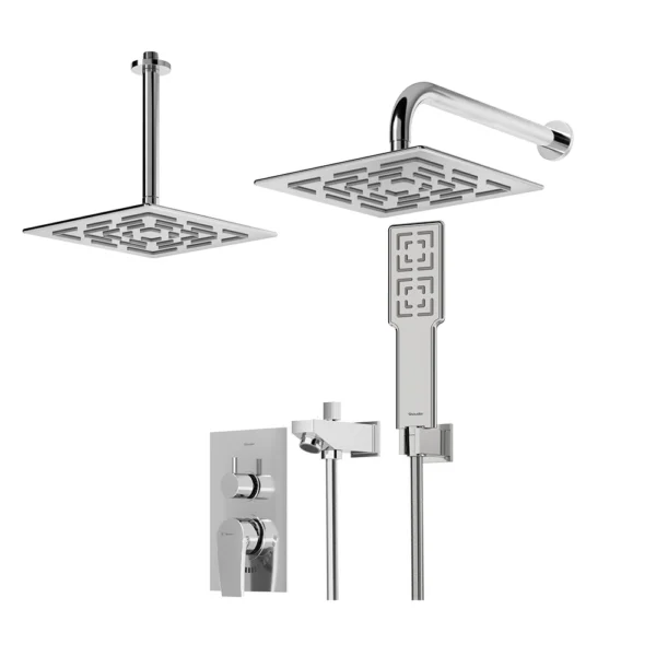 شیر حمام توکار تیپ 4 مدل رومر پلاس BRASS شودر کروم براق