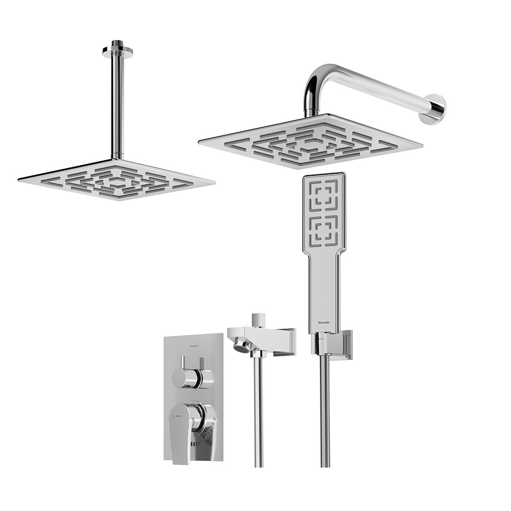 شیر حمام توکار تیپ 4 مدل رومر پلاس BRASS شودر کروم براق