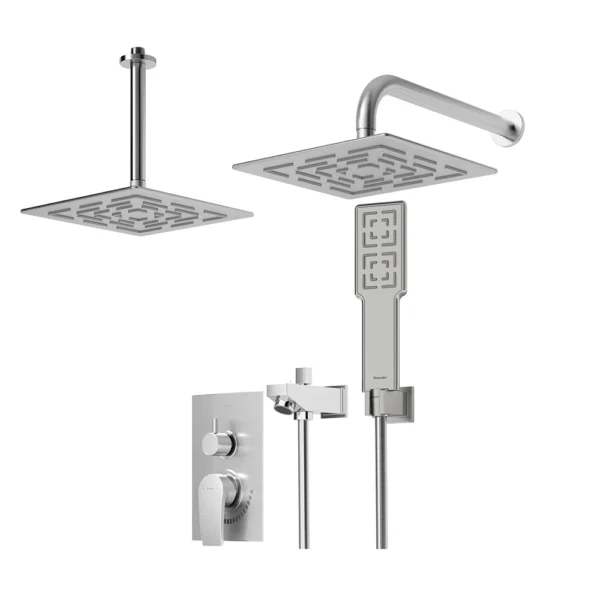 شیر حمام توکار تیپ 4 مدل رومر پلاس BRASS شودر کروم مات