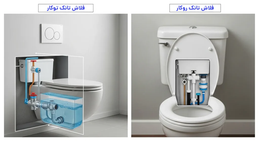 تفاوت فلاش تانک روکار و فلاش توکار